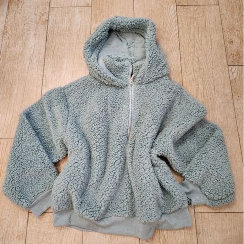 Victoria's Secret Womens Green Sherpa Half-Zip Hoodie Pullover - Picture 5 of 12